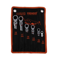 Racsnis csuklós csillag-villáskulcs készlet 6 részes 8-19mm KENDO